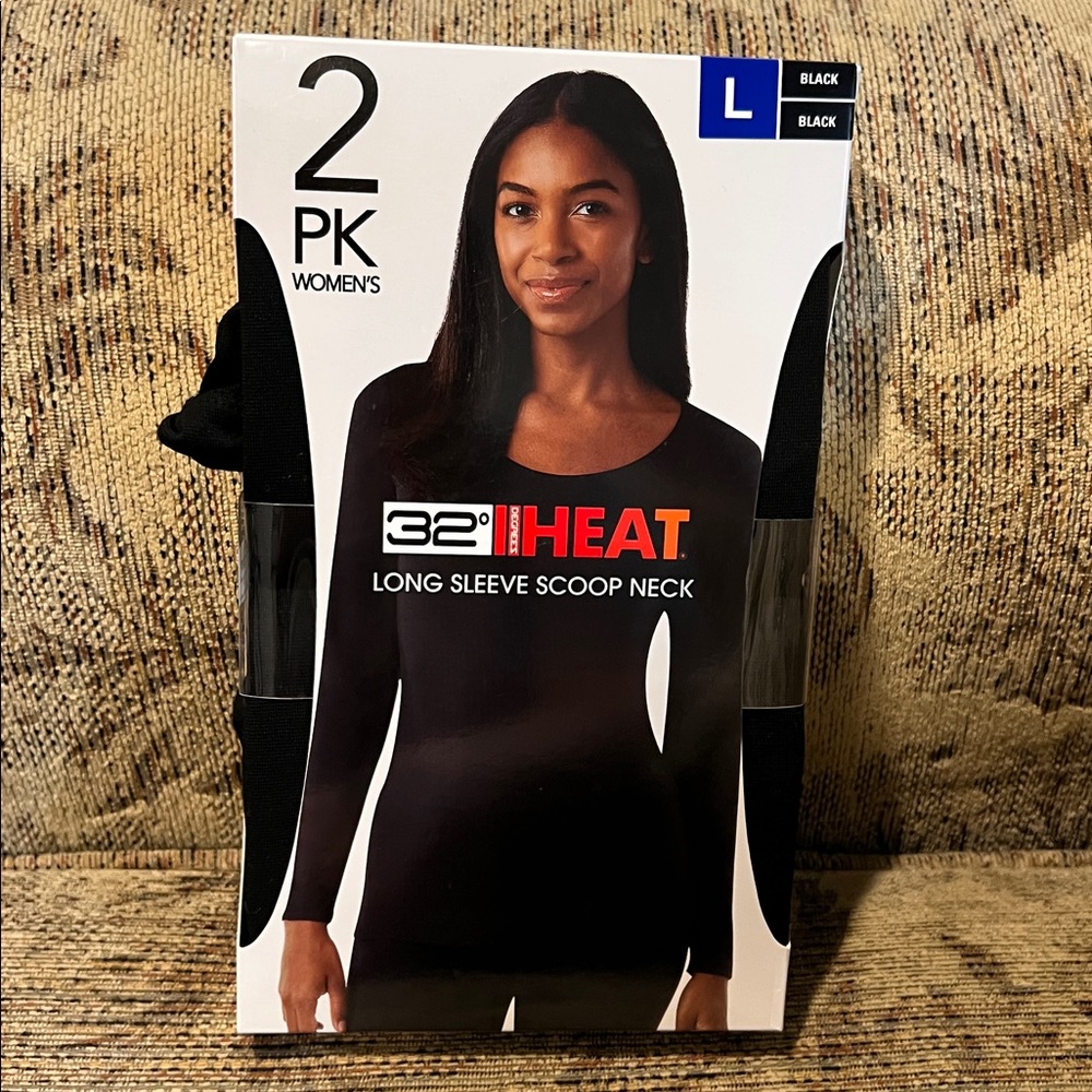 32 Degrees Women's Black Long Sleeve Scoop Neck Top set of 2